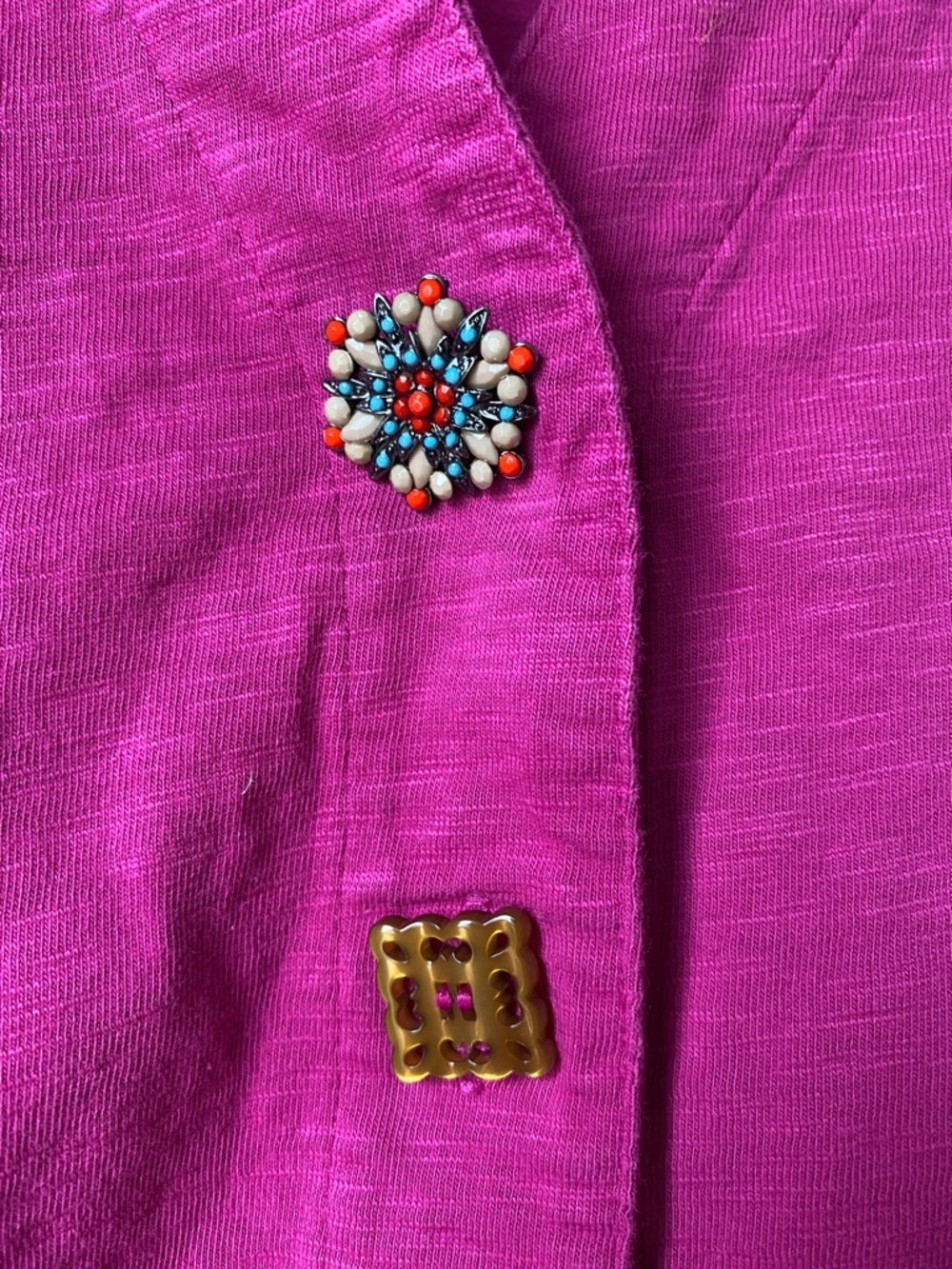 Soft Surroundings Sleeveless Button-Front Tunic in Magenta - Picture 3 of 4